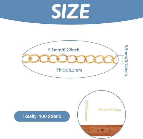 Craftdady 90Pcs Golden Twist Extender Chains 1.77-1.97 Inch Removable Chain Extension Tails for Necklace Bracelet Anklet...