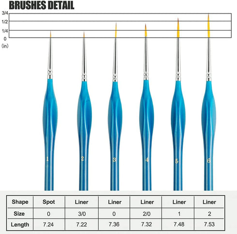 BOSOBO Miniature Paint Brushes Detail Set, 6 Pcs Fine Tipped Small Artist Paintbrushes for Acrylic Oil Watercolor Painting, Rock, Micro Model, Nai...
