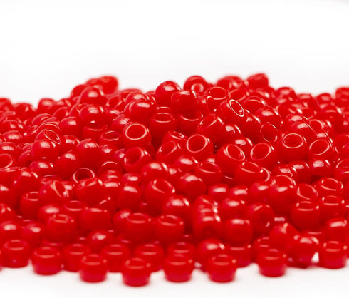 1000 Pcs Acrylic Red Pony Beads 6x9mm Bulk Kandi Beads for Friendship Bracelet Necklace Jewelry Making Pens Hair Braiding Kit...