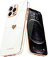 Teageo for iPhone 12 Pro Max Case for Women Girl Cute Love-Heart Luxury Bling Plating Soft Back Cover Raised Camera Protection Bumper Silicone Sho...