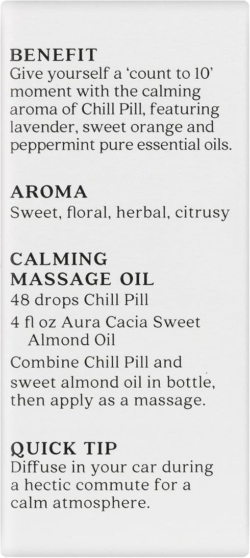 Aura Cacia Aura Cacia Chill Pill Essential Oil, 0.5 Ounce, Lavender, Peppermint, Sweet Orange, Basil, Chamomile and Patchouli...