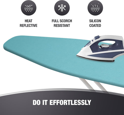 Ironing Board Cover, Heat Reflective Silicone Coating, Full Scorch Resistant Thick Padding, Nose Pocket, Elastic Edges, Heavy Duty Iron Pad Covers...