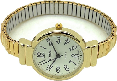 Ladies Easy to Read Numbers Round Stretch Elastic Band Analog Quartz Fashion Watch...