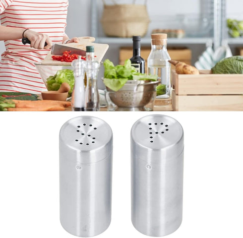 2pcs Spice Stainless Steel Pepper Shaker Kitchen Tool Salt Sugar Spice Pepper Shaker Dredge Salt/Sugar/Pepper Shaker Seasoning Bottle Salt and Pep...