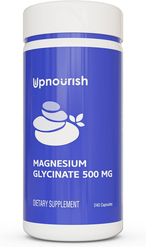 UpNourish Magnesium Glycinate Chelate 500mg Capsules - Highly Absorbable Chelated Magnesium - Pure Magnesium Supplement for Sleep & Calm Support, ...