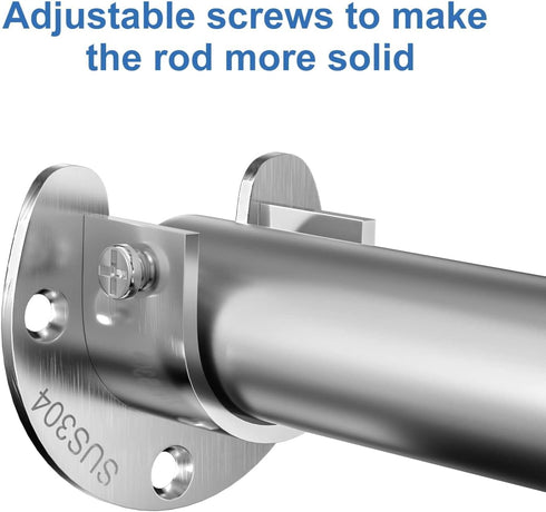 6-Pack Stainless Steel Closet Rod Brackets, U-Shaped Heavy Duty Flange Sockets for 1-1/4 Inch Rods, Rust-Proof Closet Rod Holders with 18 Screws &...