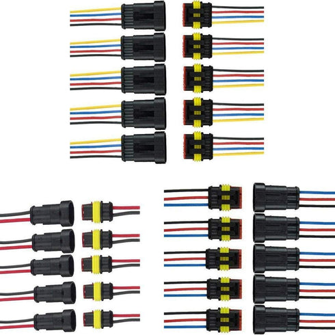 30Pcs/Pack (2 + 3 + 4 Pin Way) 16AWG Car Male & Female Waterproof Electrical Connectors Plug Socket Kit With 10cm Wire 1.5mm Series Terminal Conne...