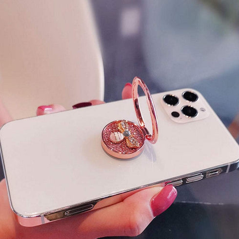 Fashion bee Pattern Cell Phone Ring Holder , Bling Diamond 360° Rotating Finger Kickstand Back Stand Hand Grip Compatible with iPhone13 pro max ,S...