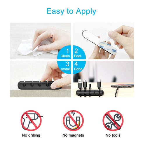 Cord Organizer, Cable Clips Cord Holder, Cable Management USB Cable Power Wire Cord Clips, 2 Packs Cable Organizers for Car Home and Office (5, 3 ...
