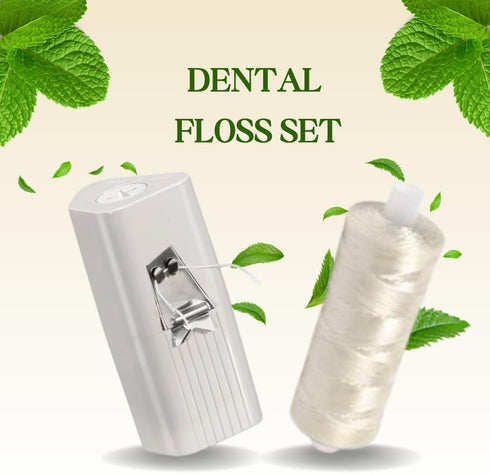 Dental Floss Dispenser - Dental Floss Holder, Dental Floss Dispenser Refillable- Bundled with Dental Floss Refill Spool Mint Waxed- 200 Yards Larg...