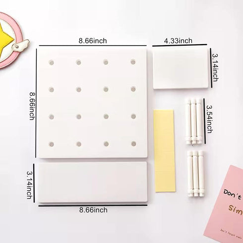 Pegboard Shelf Set with Hooks,Small Plastic Floating Shelves Wall Organizer for Desk, Office, Bathroom, Entryway and Kitchen, No Drilling...