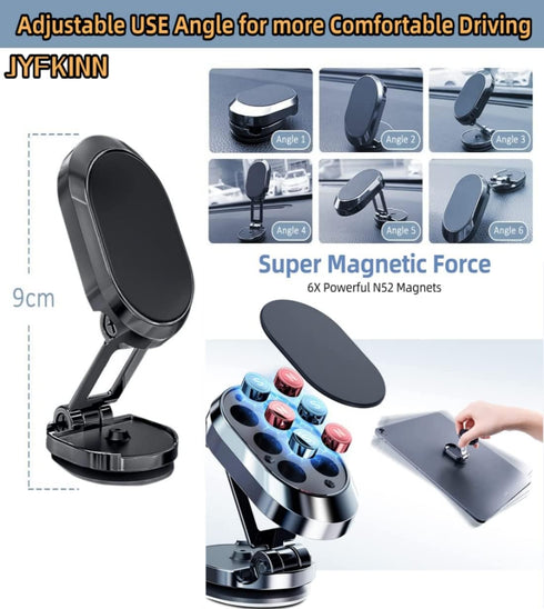 2 Pack Alloy Folding Magnetic Car Phone Holder 360° Rotation Magnetic Phone Holder for Car Super Strong Magnet Magnetic Phone Mount Magnetic Cell ...