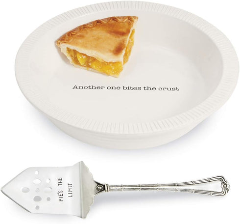Mud Pie Circa Pie Plate with Server, White/Silver...