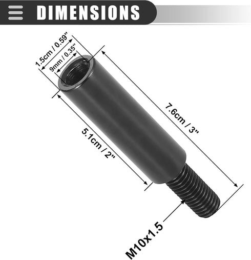 Motoforti Car Gear Shift Knob Extender Extension Lever, for Honda Civic 1984-2010, Aluminum Alloy, Black...