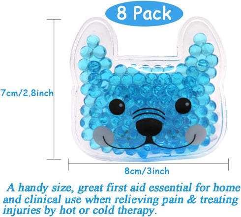 Small Ice Packs, Gel Ice Packs for Injuries Hot & Cold Ice Packs Bulk Reusable Gel Bead Ice Pack Cold Compress for Pain Relief (8 Count Dog (Pack ...