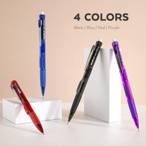 Nicpro 0.7 mm Art Mechanical Pencil Bulk Set, 10 PCS Colored Rotate-Erase & Fast Click Lead Pencils with 5 Tubes HB Lead Refills, 10 Eraser Refill...