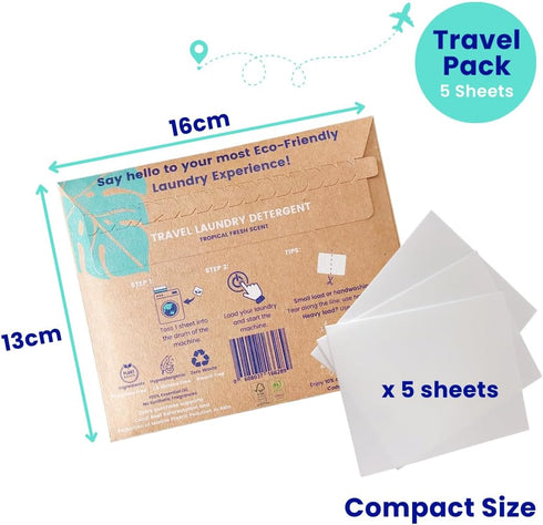 "Naturali Eco Travel Laundry Detergent Sheets - 5-Pack: Compact, Convenient, Cruise Ship Essentials; Sink & Hand Wash Soap; Must-Have for Internat...