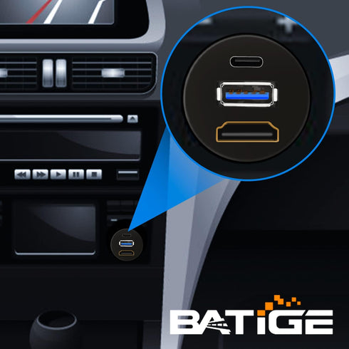 BATIGE USB 3.0 & Type C 3.1 & HDMI Male to Female Car USB C Flush Mount Extension Cable USB 3.0 Dash Mount for Car Truck Boat Motorcycle - 3ft...