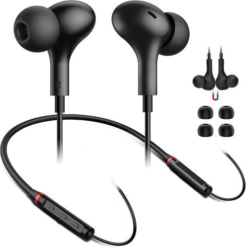 Bluetooth Neckband Headphones for Samsung S24 S23 A55 in-Ear Magnetic Earbuds Noise Canceling Stereo Sound Mic Wireless Headset for iPad Air Pro i...