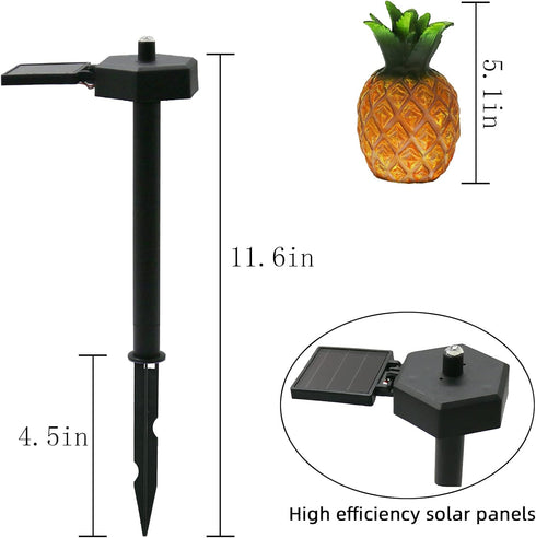 Garden Decor Solar Stake Lights - 2 Pack Outdoor Pineapple Waterproof Lights Pathway Yard Lawn Walkway Decoration...