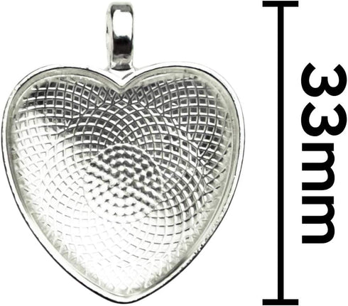 Bastex Heart Shaped Pendants for Jewelry Making. 80 pieces of DIY Pendant Tray Necklace Charms, Includes Metal Bezels and Cabochons - 1 inch, Silv...