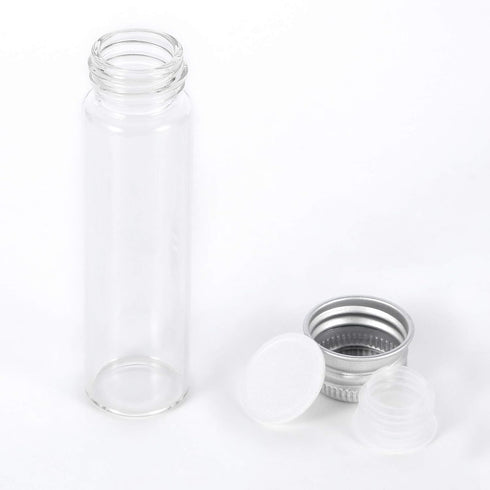 20ml Glass Vials with Screw Caps and Plastic Stoppers, Small Clear Liquid Sample Vial, Leak-Proof Vial, 12PCS...