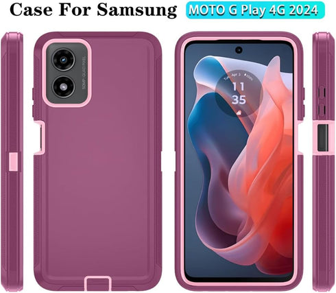 Qinmay for Motorola Moto G Play 2024 4G Case with HD Screen Protector, Moto G Play 4G 2024 Phone Case Shockproof 3-Layer Cover for Motorola Moto G...