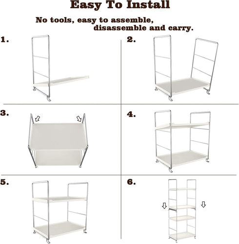 kaileyouxiangongsi Plastic/Metal Freestanding Stackable Organizer Shelf,Bathroom Countertop Storage Shelf Cosmetic Organizer Holder Kitchen Spice ...