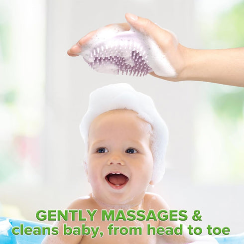 haakaa Silicone Shampoo Brush - Cradle Cap Brush Comb - Baby Hair Scrubber - Scalp Massager for Newborns & Toddlers - 1pk-Lavender...