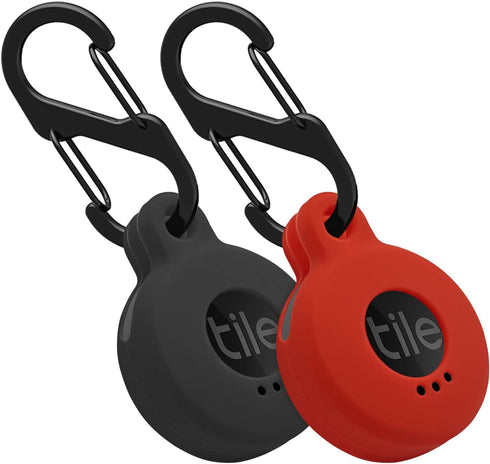 Geiomoo Silicone Cover Compatible with Tile Sticker 2022, Protective Case with Carabiner (2 Pack Red+Black)...