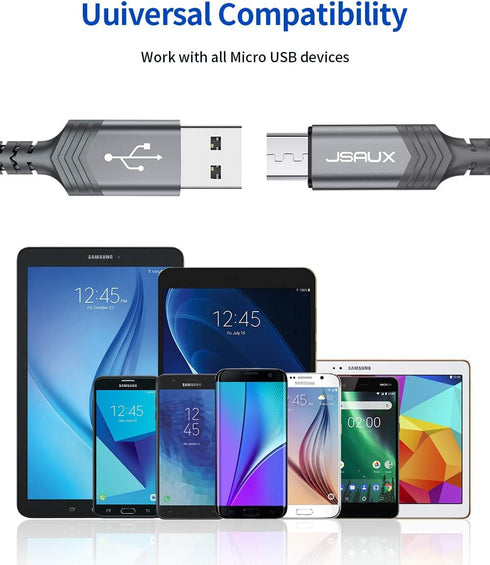 JSAUX Micro USB Charger Cable, (3-Pack 3.3ft+6.6ft+10ft) Android Charger Micro USB to USB A Nylon Braided Cord Compatible with Samsung Galaxy S6 S...