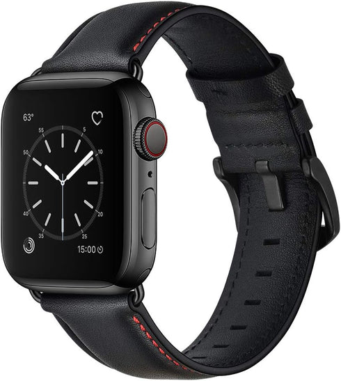 Leather Band Compatible with Apple Watch 10 46mm Ultra2 49mm 45mm 44mm 42mm Mens Women Vintage Leather Strap XL Dressy Black Bands for iWatch Ultr...