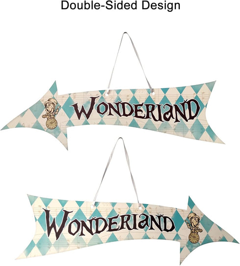 Alice in Wonderland Party Decorations, Mad Hatter Tea Party Supplies, Arrow Hanging Signs Pack of 10(Double-Sided Design)...