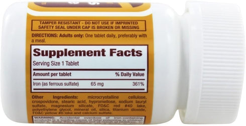 Rugby - Ferrous Sulfate 325 mg. - 100 Tablets...