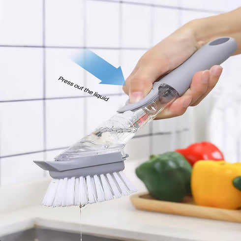 Soap Dispensing Dish Brush.Dishwasher Brush with Soap Dispenser. Long Handled Hydraulic Dishwashing Brush.Kitchen Tool Cleaning Brush, Non Stick O...