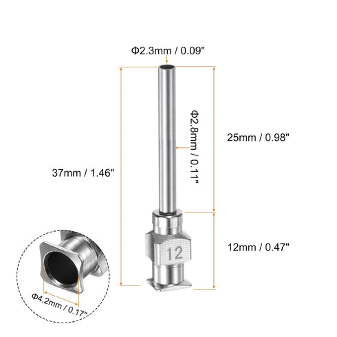 10pcs 12Gauge Stainless Steel Dispensing Needles, 1" All Metal Glue Needle Tube Blunt Tips Luer Lock for Thick Liquids, Ink, Glue, Lab Use...