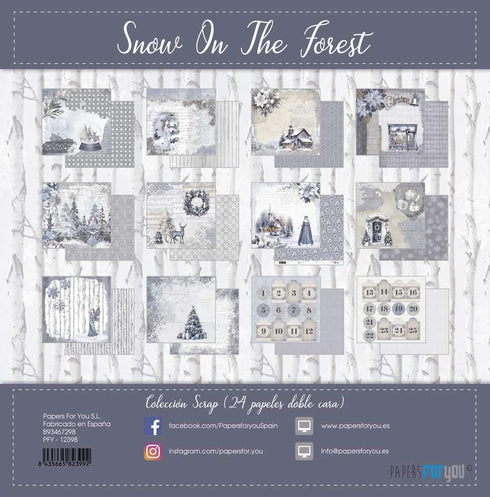 Papers For You - Mini Scrapbooking and Craft Paper Kit | "Snow On The Forest" Collection | Includes 24 Double Sided Papers with Different Designs ...