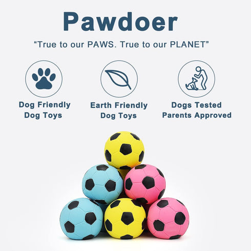 Squeaky Dog Ball - Soft Latex Rubber Squeaky Dog Toys for Small Dogs Puppies - Cute Bounce Dog Squeak Toys Play Fetch Soccer Ball...