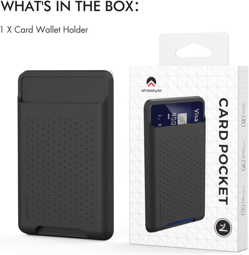 AHASTYLE Phone Credit Card Holder Stick On, Slim Phone Wallet Strong Adhesive Silicone Card Pouch Sleeve Compatible with iPhone/Android/Samsung Ga...