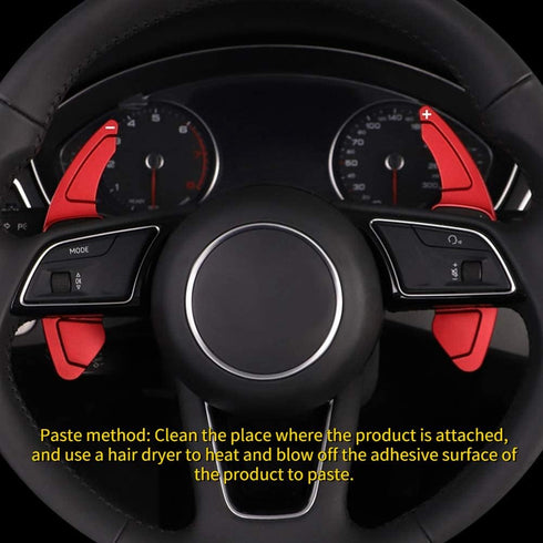 KIMISS 2pcs Aluminum Alloy Car Steering Wheel Shift Paddle Blade Shifter Extension for A3/A4L 2013-2016, for A5 2012-2016, etc Bright Red Color Ac...