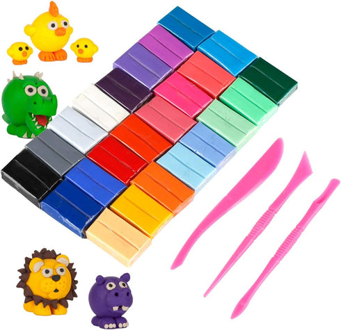 CiaraQ 24 Colors Small Block Polymer Clay Starter kit, Oven Bake Clay, DIY Molding Clay, Great for Kids, Beginners...