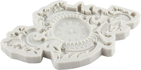 Baroque Style Clock Silicone Mold Curlicues Scroll Lace Fondant Molds Clock Chocolate Candy Mold Filigree Mold 3D Sculpted For Sugar Cake Decorati...