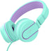 Kids Headphones, AILIHEN I35 On-Ear Headphones for School, 93dB Headphones Boy Girl, 3.5mm Wired Mic for Chromebook, Laptop (Green/Purple)...