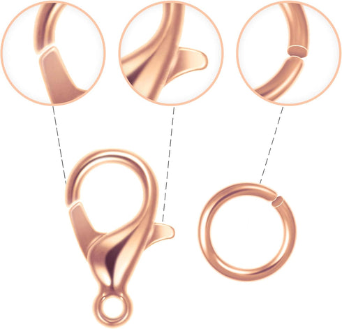 400 Pieces Lobster Claw Clasps with Open Jump Rings Set, 12 mm Lobster Claw Clasps Necklace Fasteners Hook and 5 mm Jump Rings for DIY Bracelet Ne...