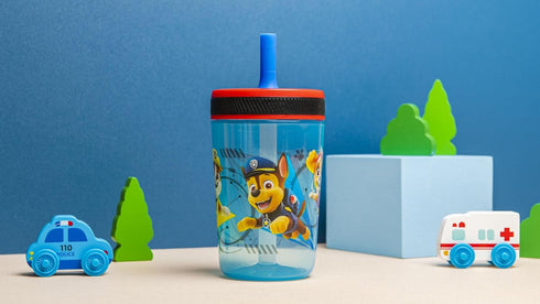 Zak Designs Kelso Tumbler 15 oz Set (Paw Patrol - Chase & Marshall 2pc Set) Toddlers Cups Leak-Proof Screw-On Lid with Straw Made of Durable Plast...