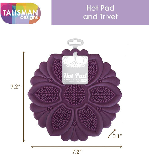 Talisman Designs No-Slip Grip Silicone Hot Pad & Trivet, Surface Protection from Hot Dishes, Up to 500-Degree Heat Resistance, Multipurpose Kitche...