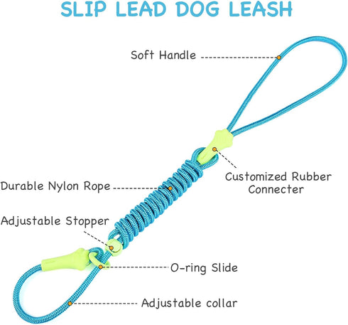 DaFuEn 6 FT Dog Slip Lead Dog Leash Dog Classic Training Leash Lightweight Durable Slip Leads for Dogs No-Pull Slip Leash and Collar Dog Leash for...