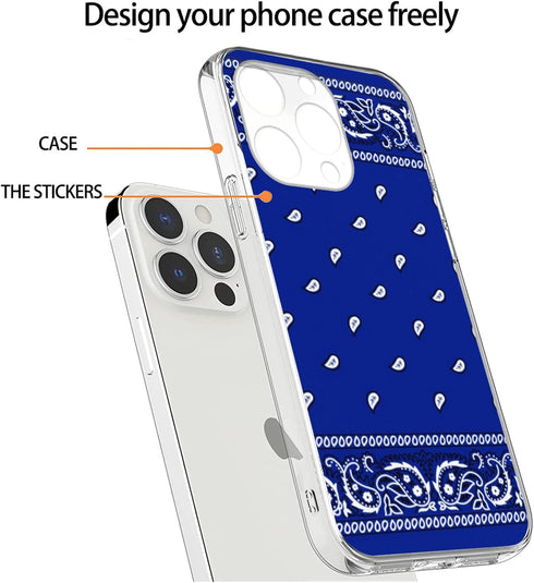 Phone Case Bandana Compatible with iPhone 13 Pro Max Pure Clear Blue Phone Case Waterproof Royal Accessories Charm, Green...