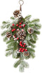 BESTOYARD Artificial 21.7in Christmas Teardrop Swag Pine and Pinecone Teardrop Door Swag Decoration for Holiday Wall Door Window Decor...