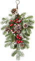 BESTOYARD Artificial 21.7in Christmas Teardrop Swag Pine and Pinecone Teardrop Door Swag Decoration for Holiday Wall Door Window Decor...